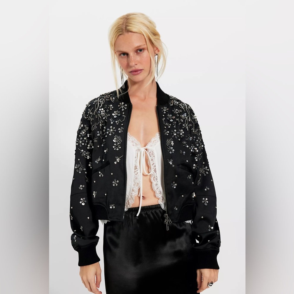 Free people Stassi Embellished Bomber